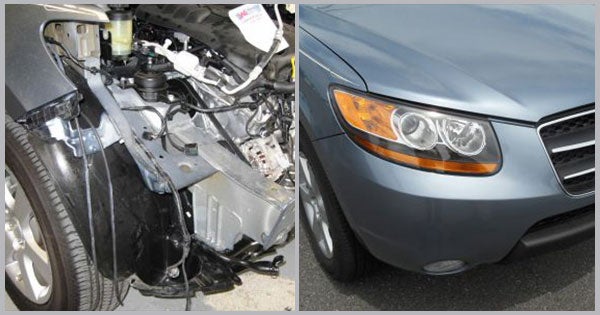 2009 Hyundai Santa Fe Before and After at Snow Hill Auto Body in Snow Hill MD