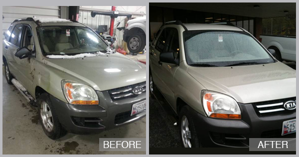 Kia Sportage Before and After at Snow Hill Auto Body in Snow Hill MD