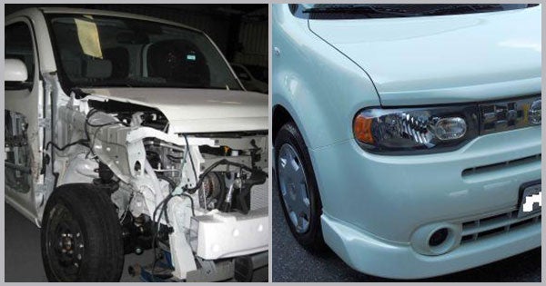 2010 Nissan Cube Before and After at Snow Hill Auto Body in Snow Hill MD