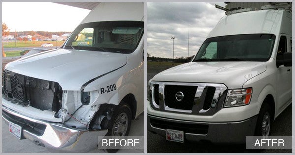 2014 Nissan NV Before and After at Snow Hill Auto Body in Snow Hill MD