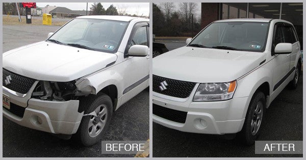 Suzuki SUV Before and After at Snow Hill Auto Body in Snow Hill MD