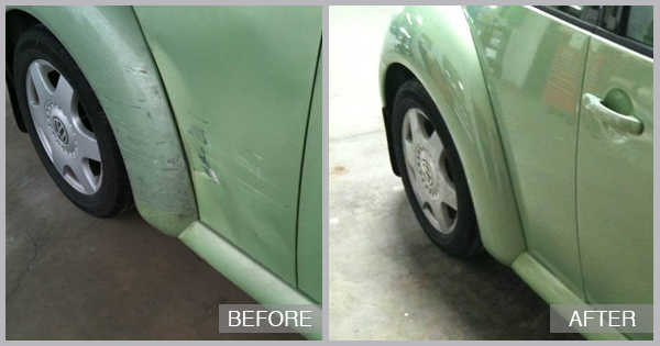 Volkswagen Beetle Before and After at Snow Hill Auto Body in Snow Hill MD